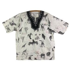 African Design Zebra Print with Decorative Collar Shirt Adult Size XL